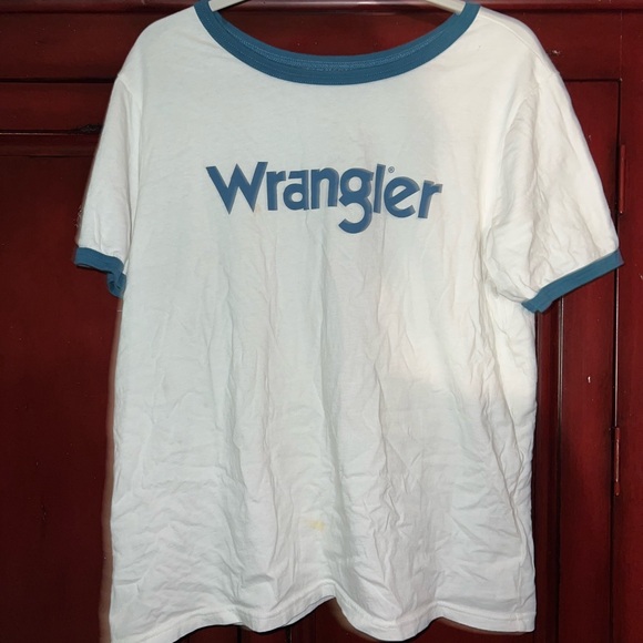 Wrangler White Tee with Blue Trim - Picture 1 of 3